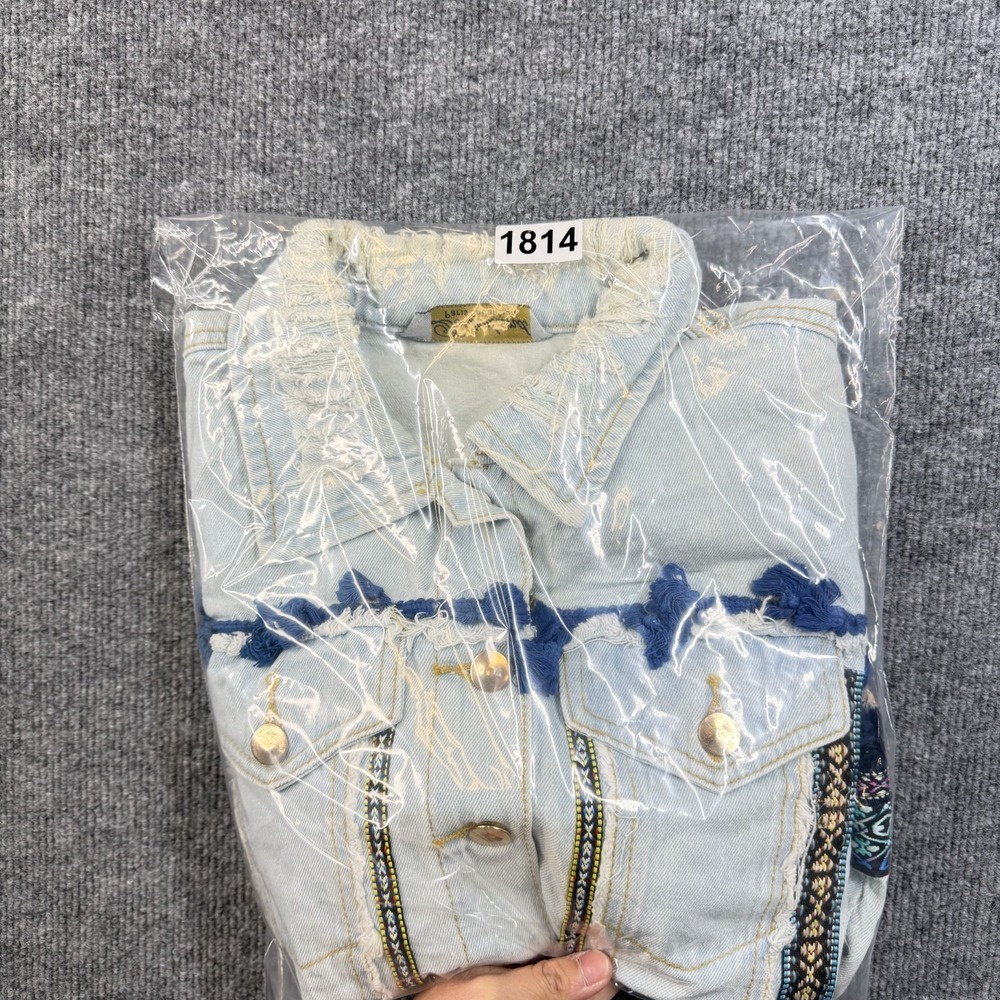 Denimland Paris Collection Jacket Distressed Collar Southwestern Tribal - Small - Picture 11 of 11